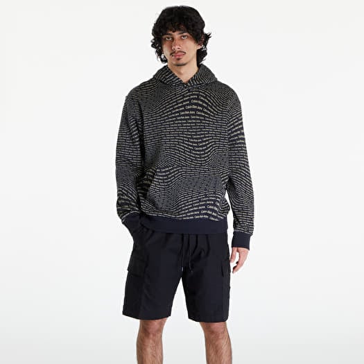 Mikina Calvin Klein Jeans Warp Logo Hoodie Black