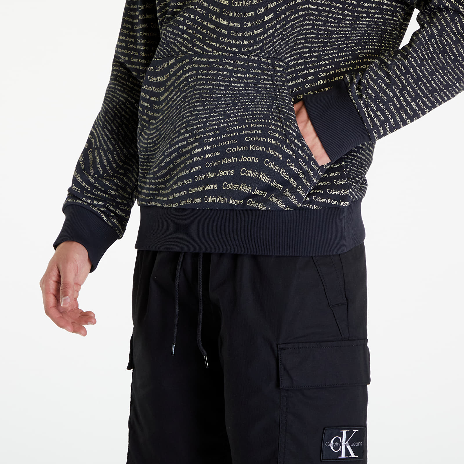 Mikiny Calvin Klein Jeans Warp Logo Hoodie Black