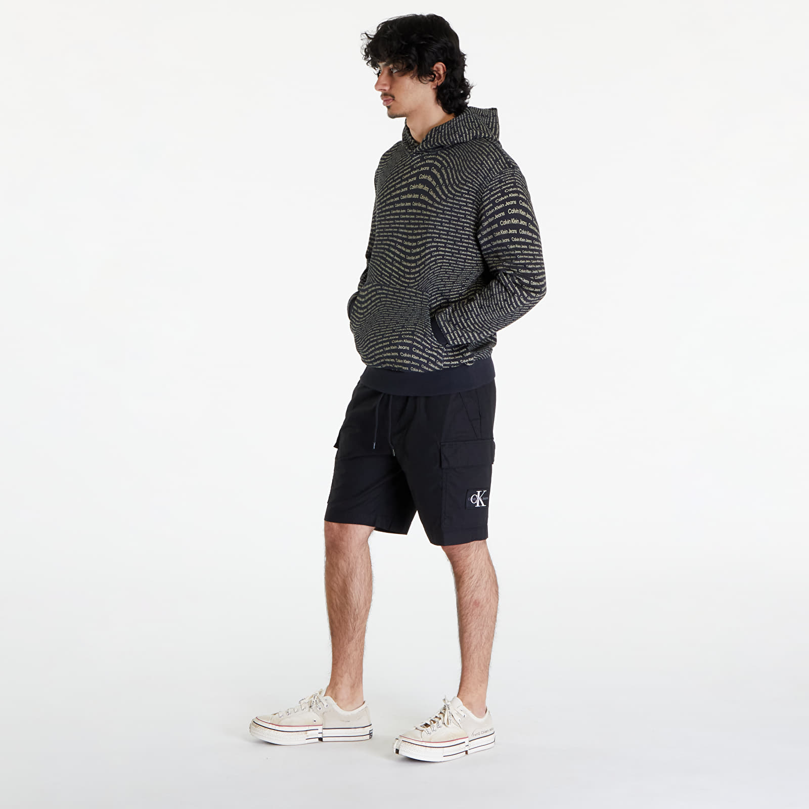Mikiny Calvin Klein Jeans Warp Logo Hoodie Black