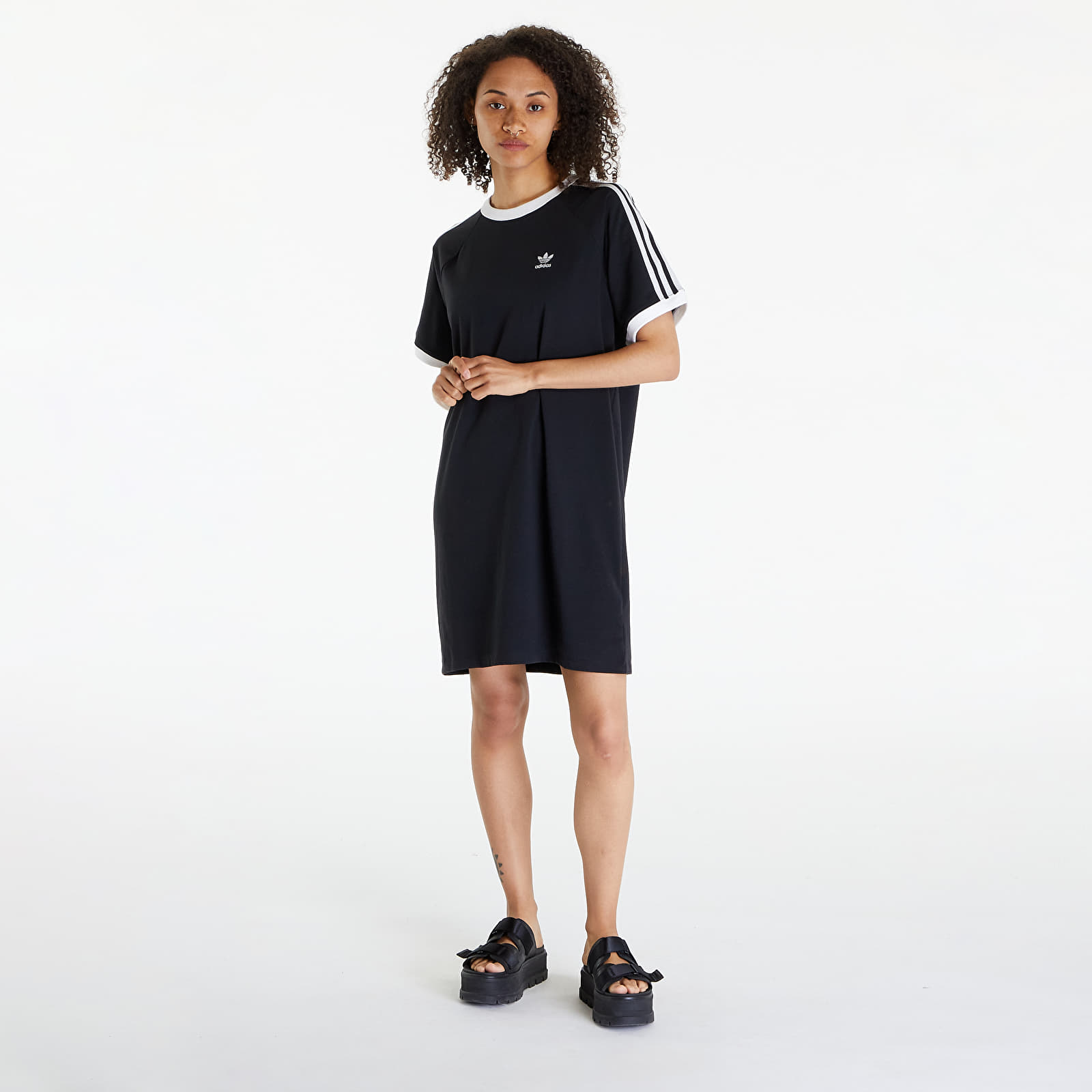 Kleider adidas 3 Stripes Raglan Dress Black Queens