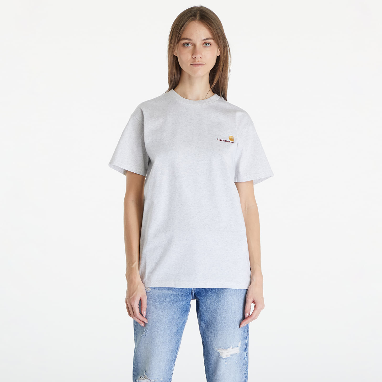 Tricou Carhartt WIP S/S American Script T-Shirt UNISEX Ash Heather - 1 | YEO