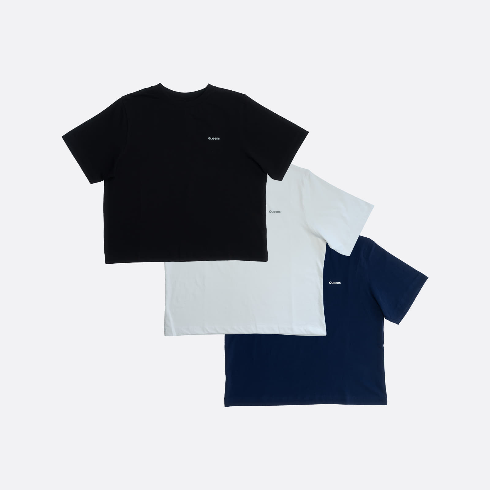 T-Shirts Queens 3-Pack Men’s Essential Contrast Print Black/ White/ Navy