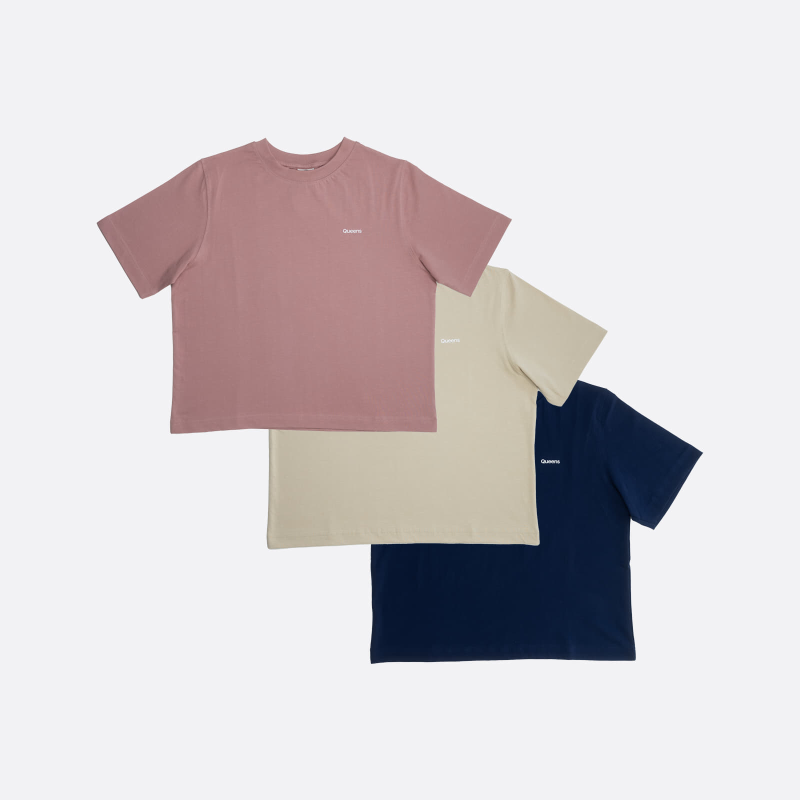 T-särgid Queens 3-Pack Women's Essential Contrast Print Pink/ Sand/ Navy