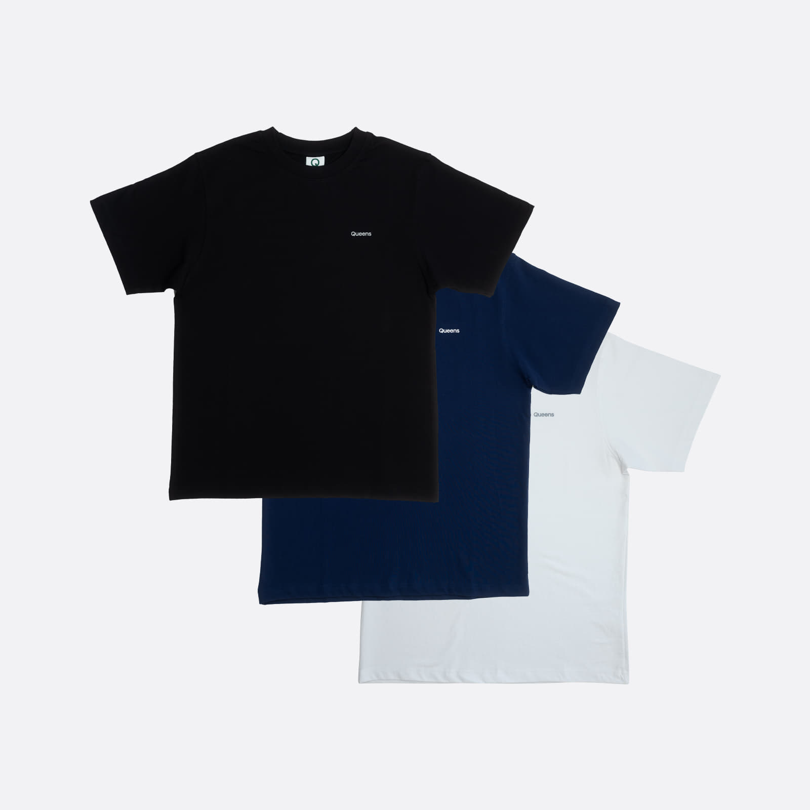 T-shirts Queens 3-Pack Men’s Essential Contrast Print Black/ White/ Navy