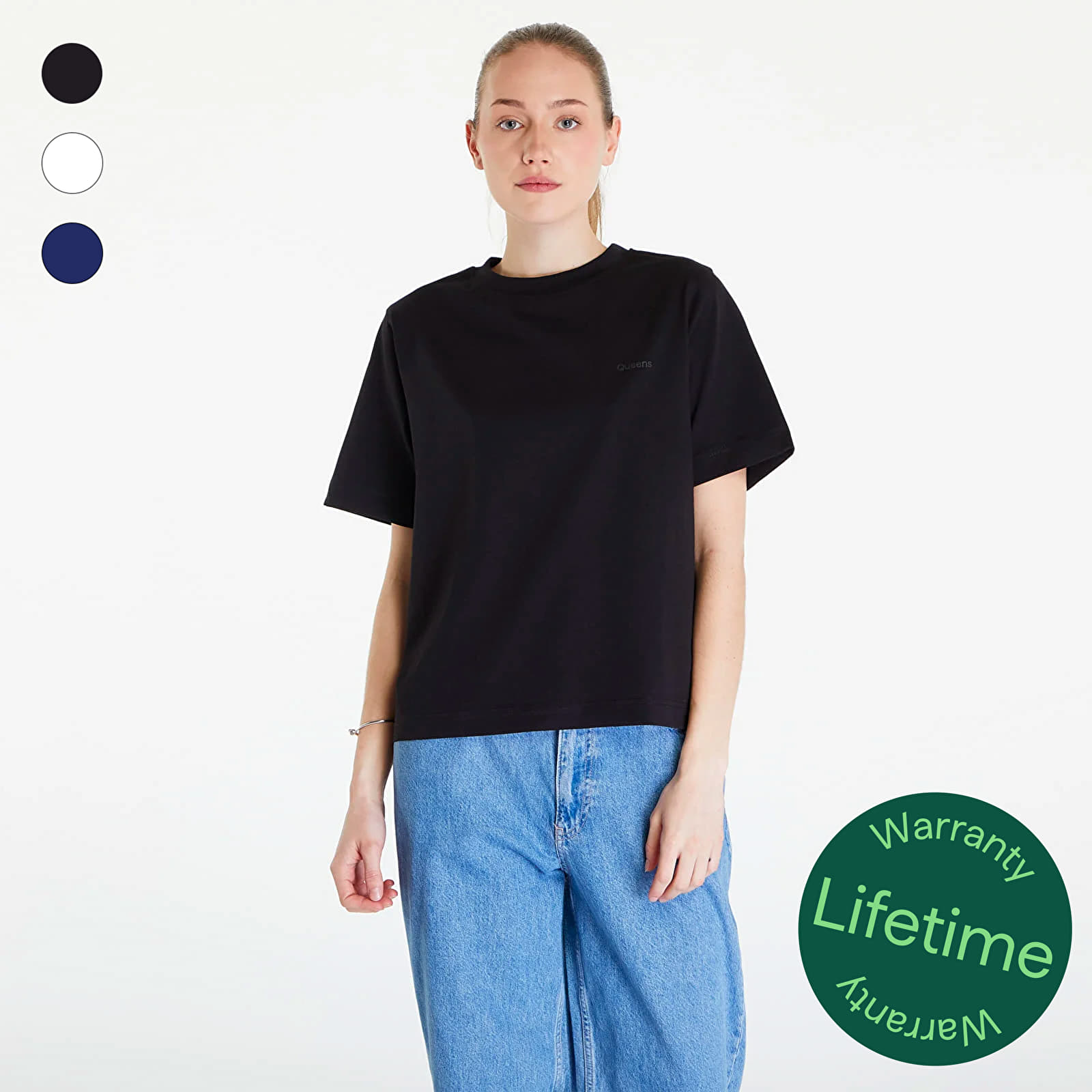 Majice Queens 3-Pack Women's Essential Tonal Print Black/ White/ Navy