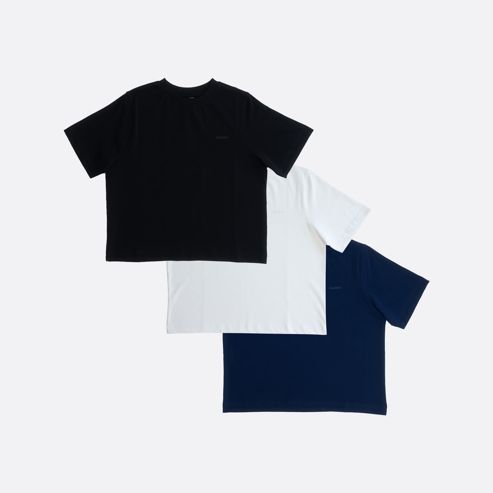 Majice Queens 3-Pack Women's Essential Tonal Print Black/ White/ Navy
