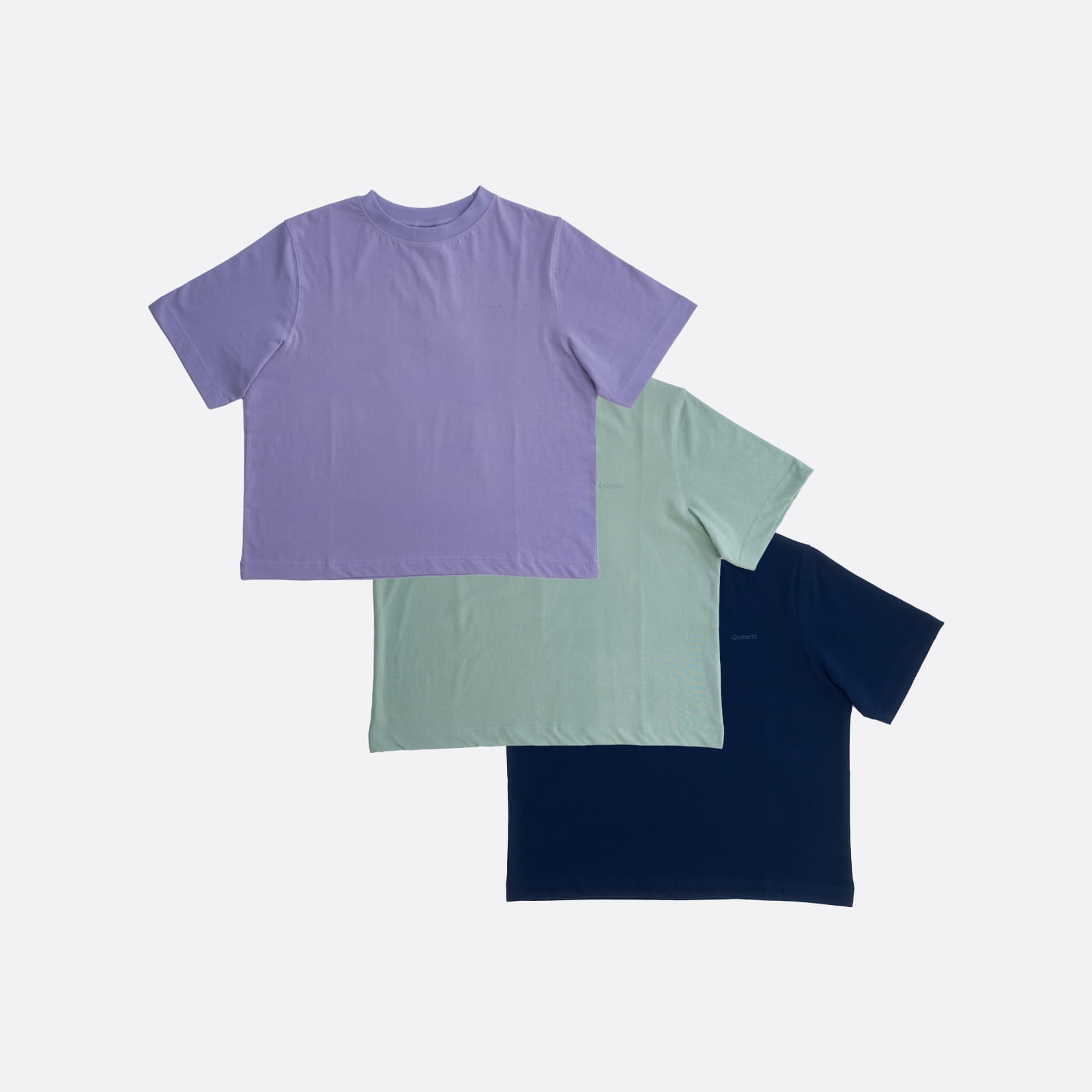 T-shirts Queens 3-Pack Women's Essential Tonal Print Lavander/ Leaf/ Navy