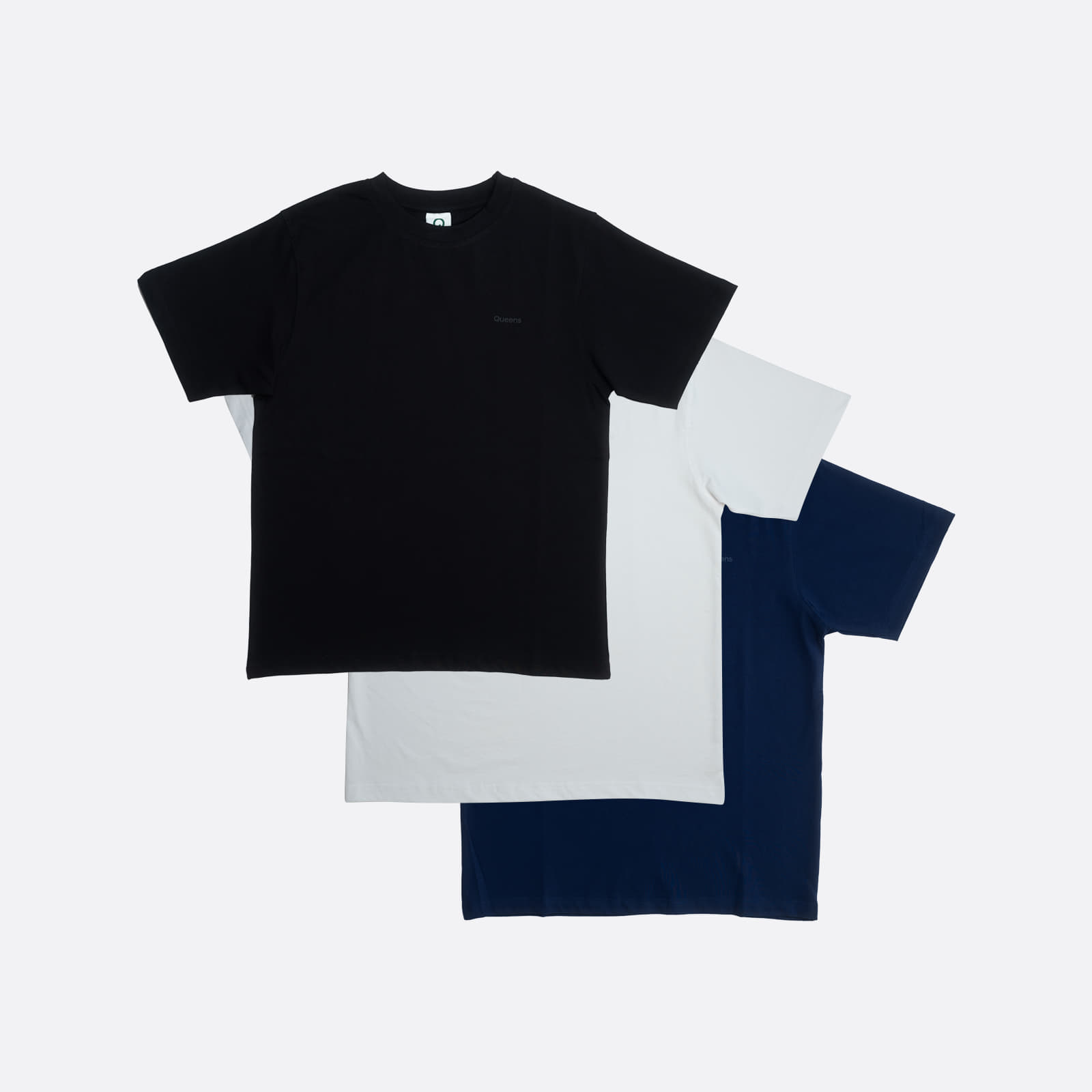 T-shirts Queens 3-Pack Men’s Essential Tonal Print Black/ White/ Navy