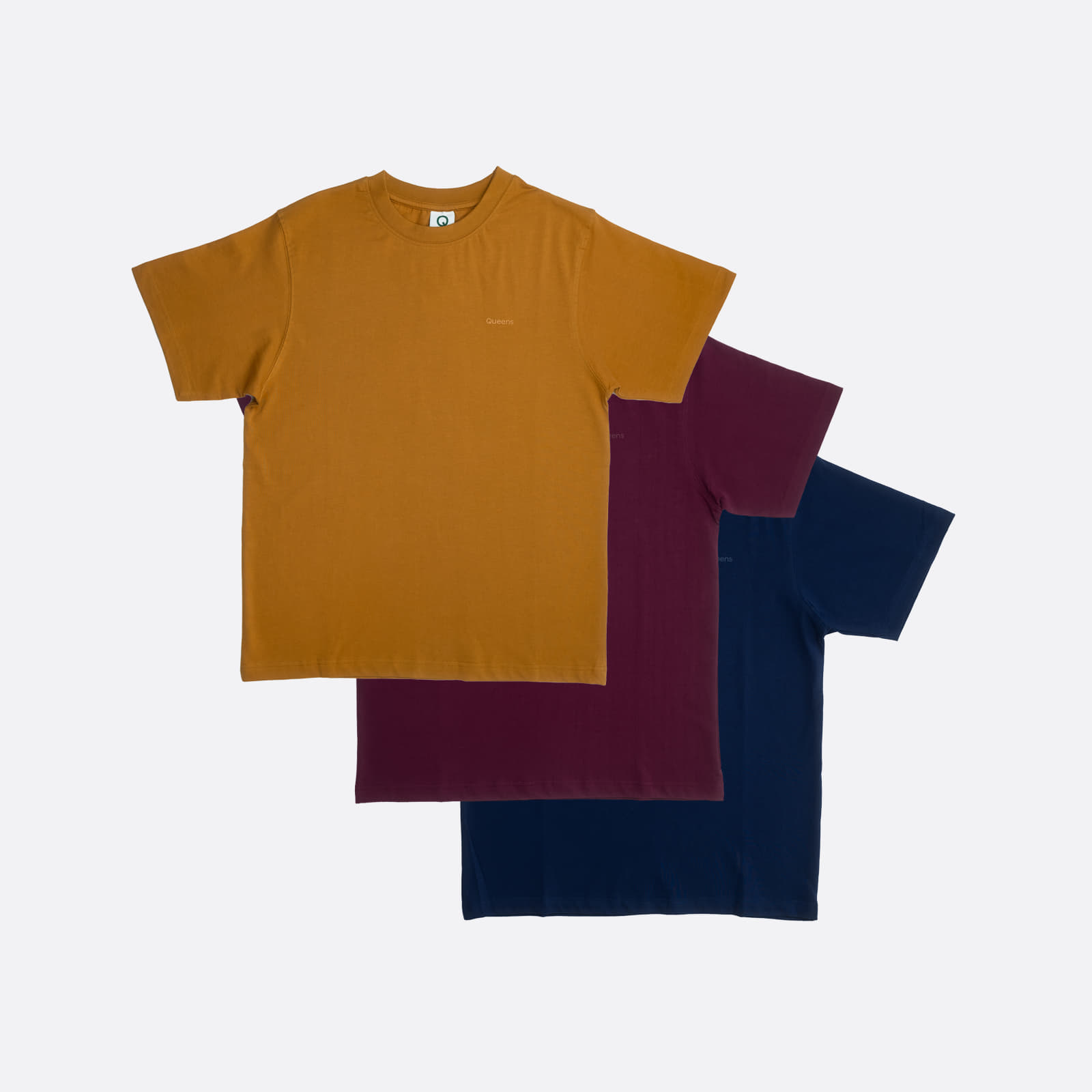 T-shirts Queens 3-Pack Men’s Essential Contrast Print Mustard/ Bordeaux/ Navy