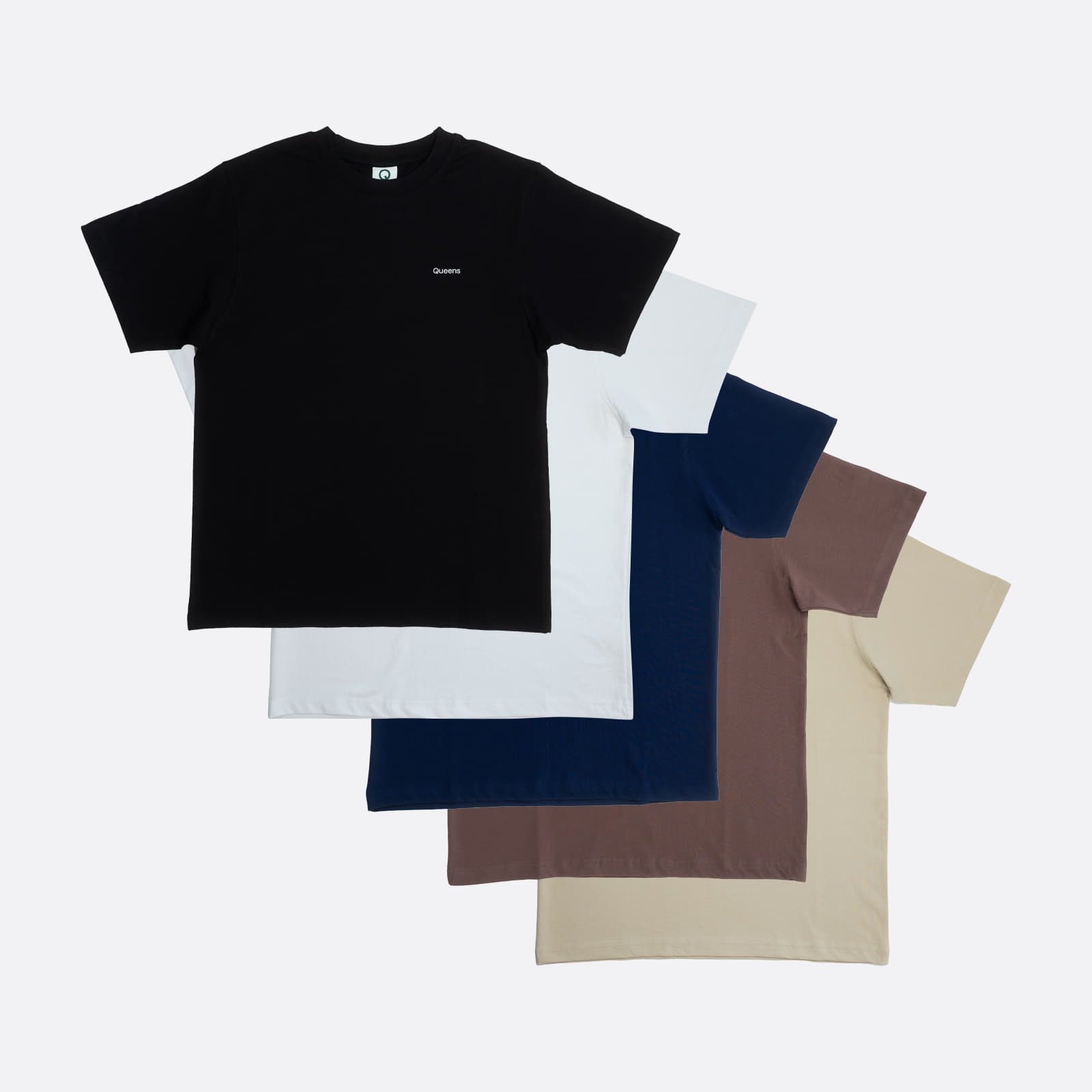 T-särgid Queens 5-Pack Men’s Essential Contrast Print Black/ White/ Navy/ Mauve/ Sand