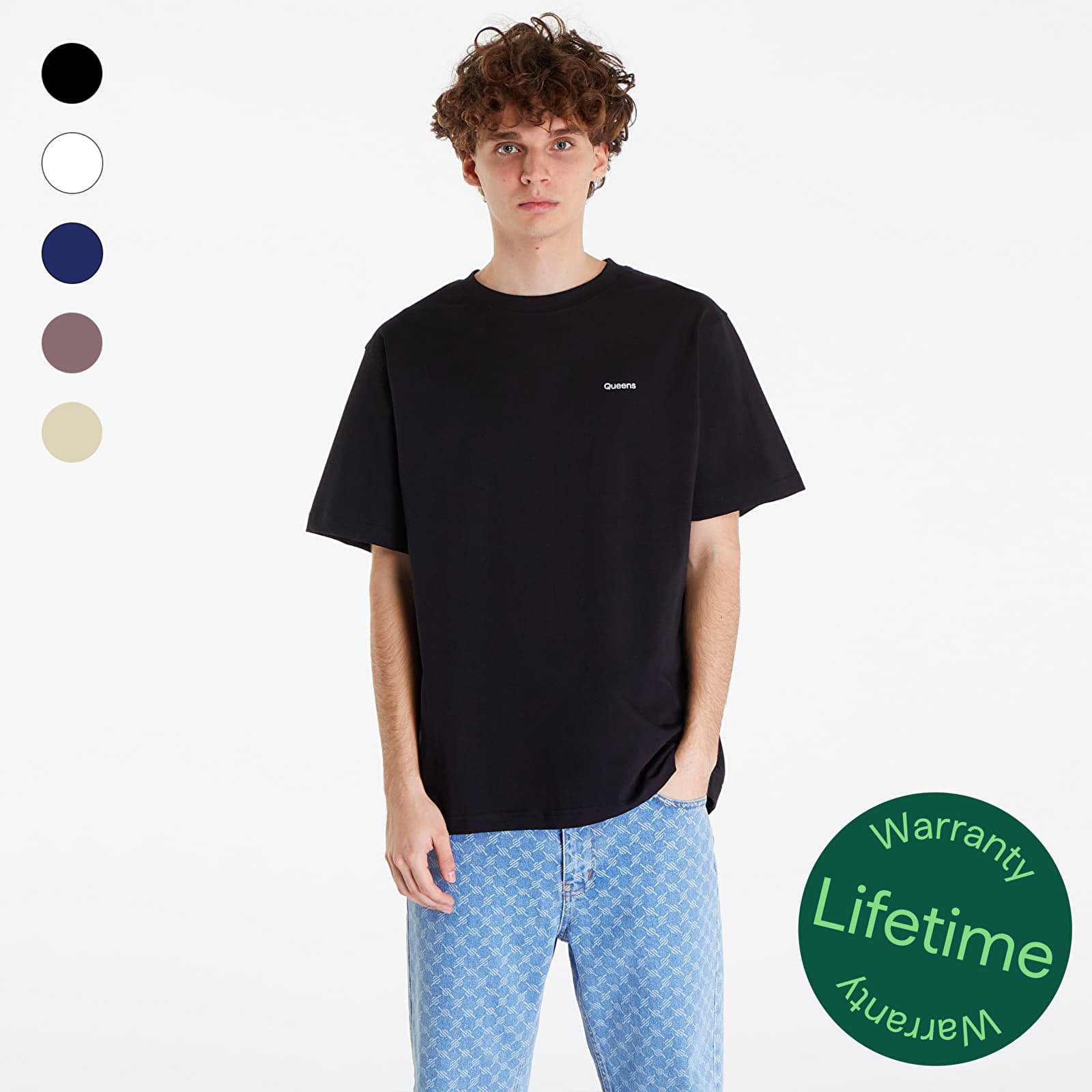 T-särgid Queens 5-Pack Men’s Essential Contrast Print Black/ White/ Navy/ Mauve/ Sand