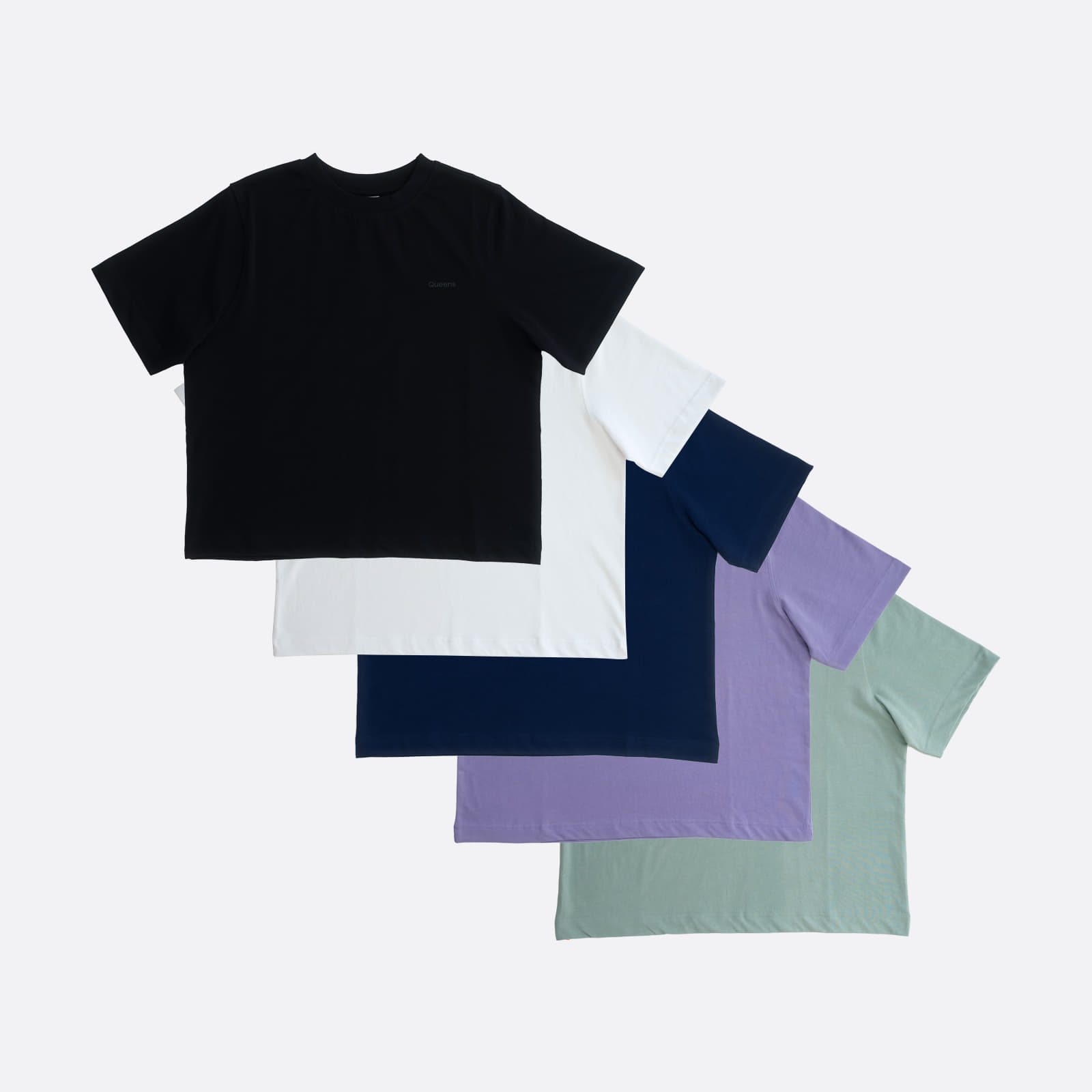 Tricouri Queens 5-Pack Women's Essential Tonal Print Black/ White/ Navy/ Lavander/ Leaf