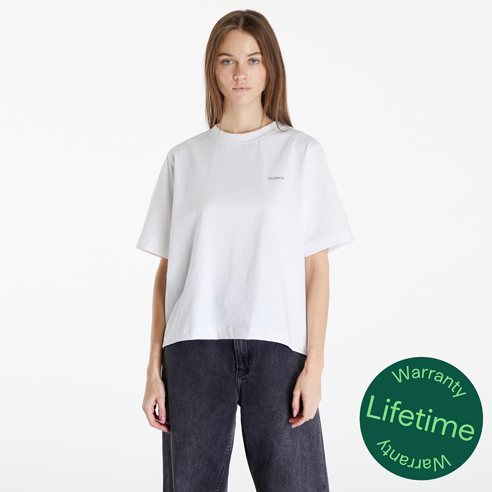 Majice Queens Women's Essential T-Shirt With Contrast Print White