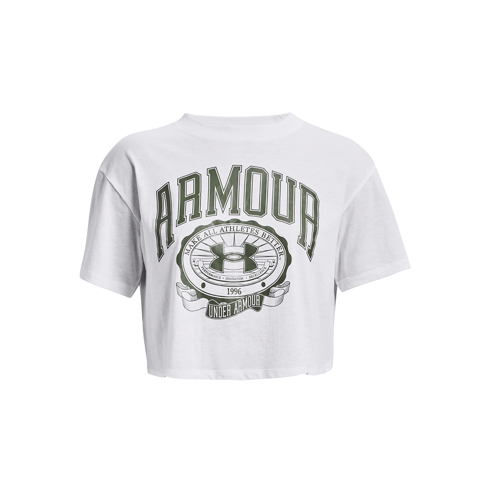 Magliette Under Armour Collegiate Crest Crop Ss White