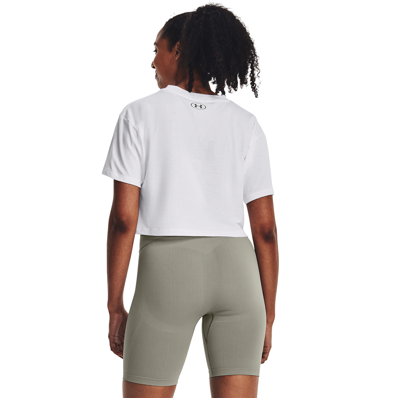 Magliette Under Armour Collegiate Crest Crop Ss White