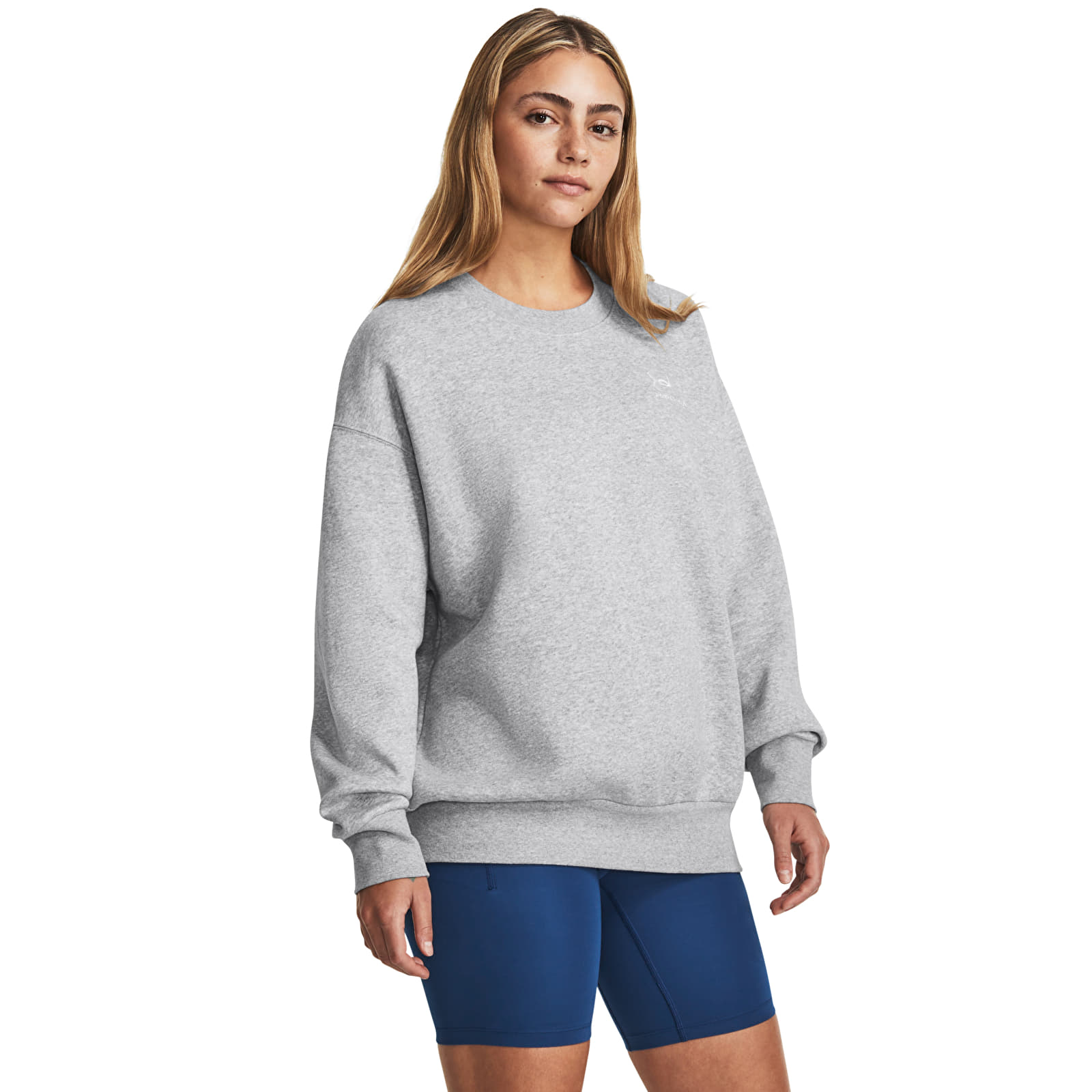 Kapuutsikud ja kampsunid Under Armour Essential Flc Os Crew Mod Gray Light Heather