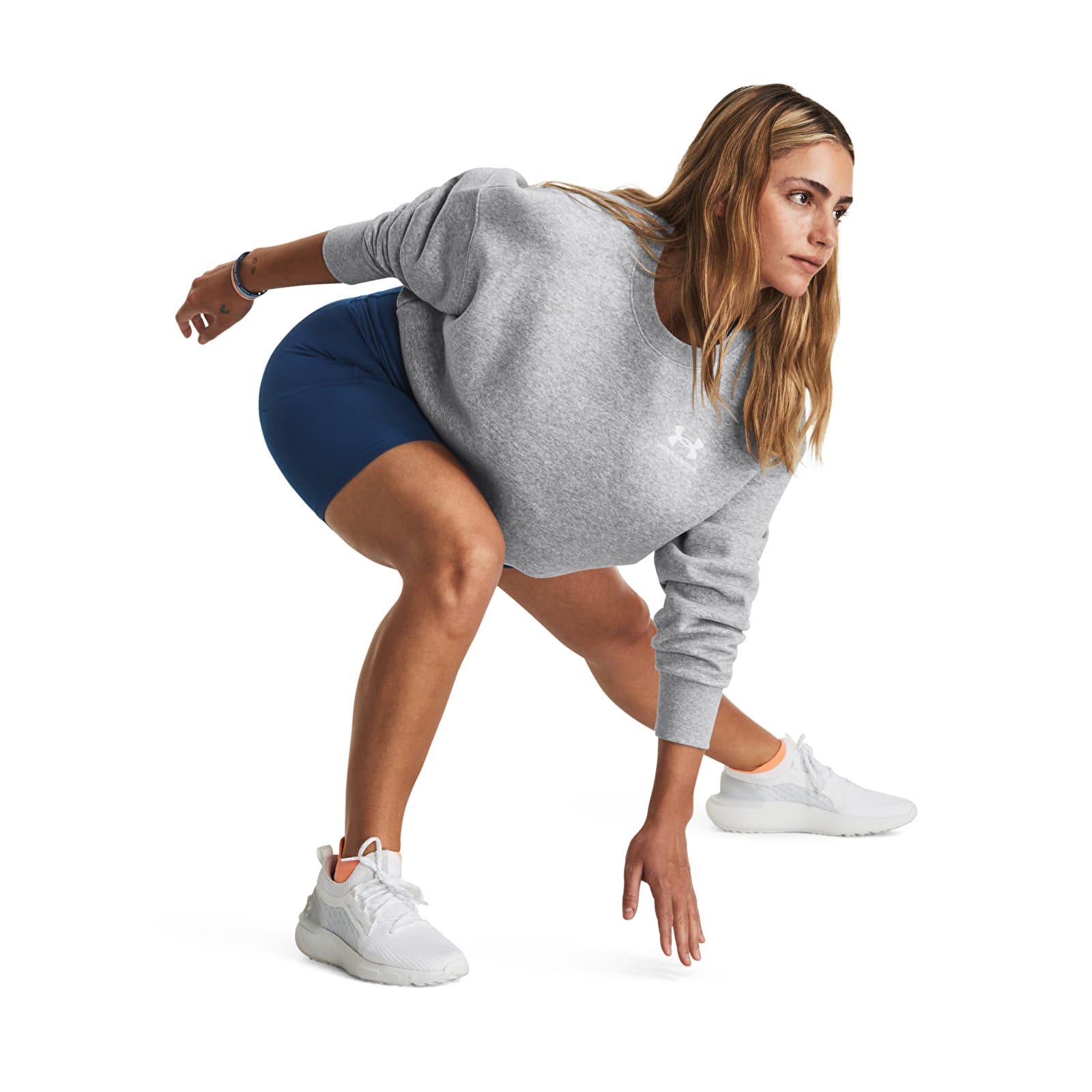 Kapuutsikud ja kampsunid Under Armour Essential Flc Os Crew Mod Gray Light Heather