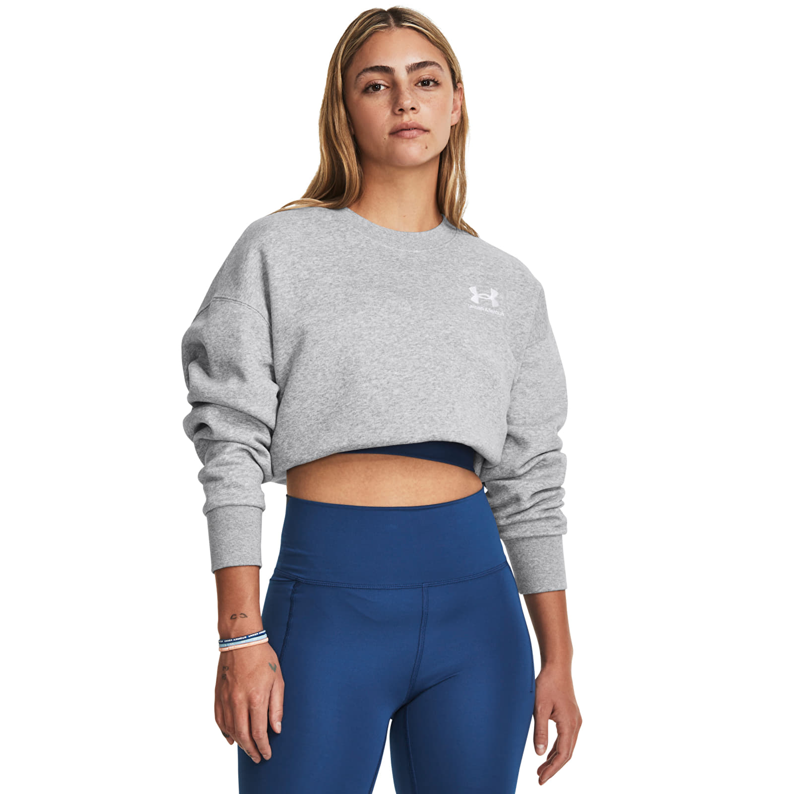 Kapuutsikud ja kampsunid Under Armour Essential Flc Os Crew Mod Gray Light Heather