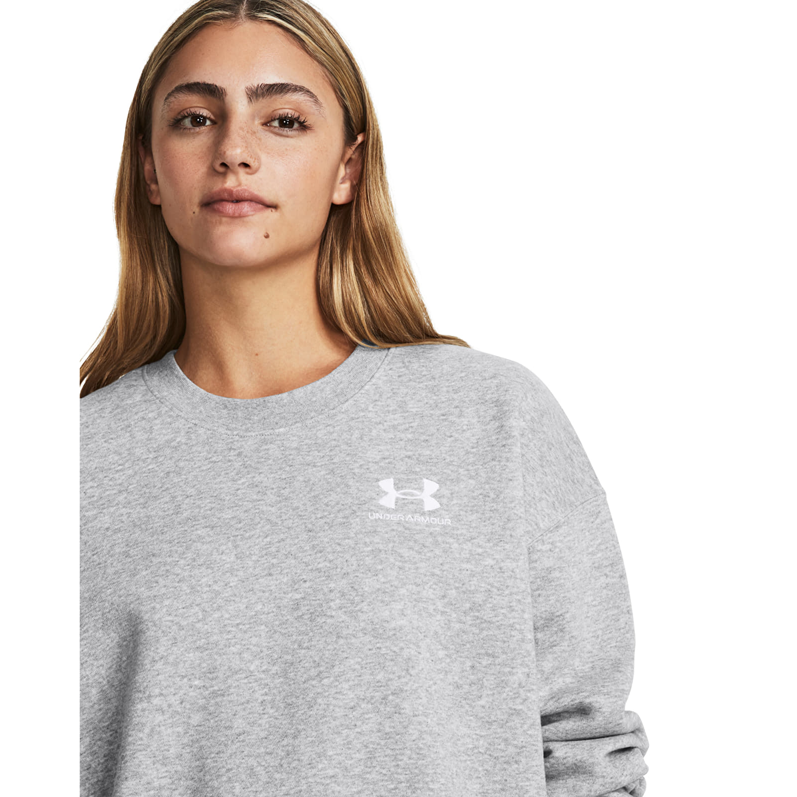Kapuutsikud ja kampsunid Under Armour Essential Flc Os Crew Mod Gray Light Heather