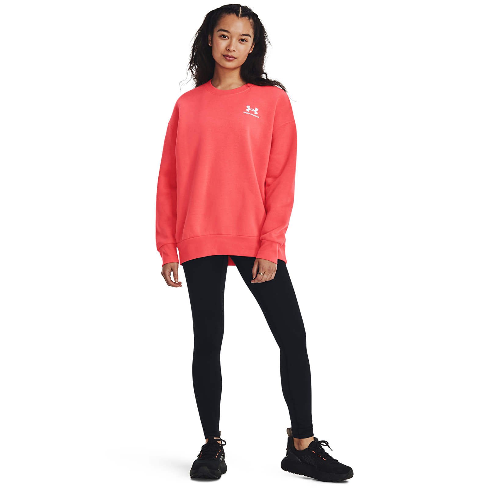Kapuutsikud ja kampsunid Under Armour Essential Flc Os Crew Venom Red