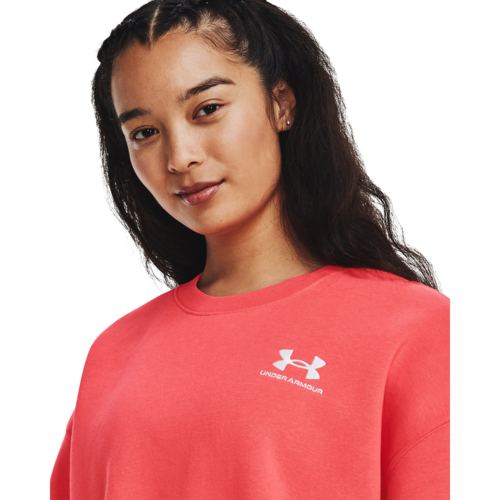 Kapuutsikud ja kampsunid Under Armour Essential Flc Os Crew Venom Red