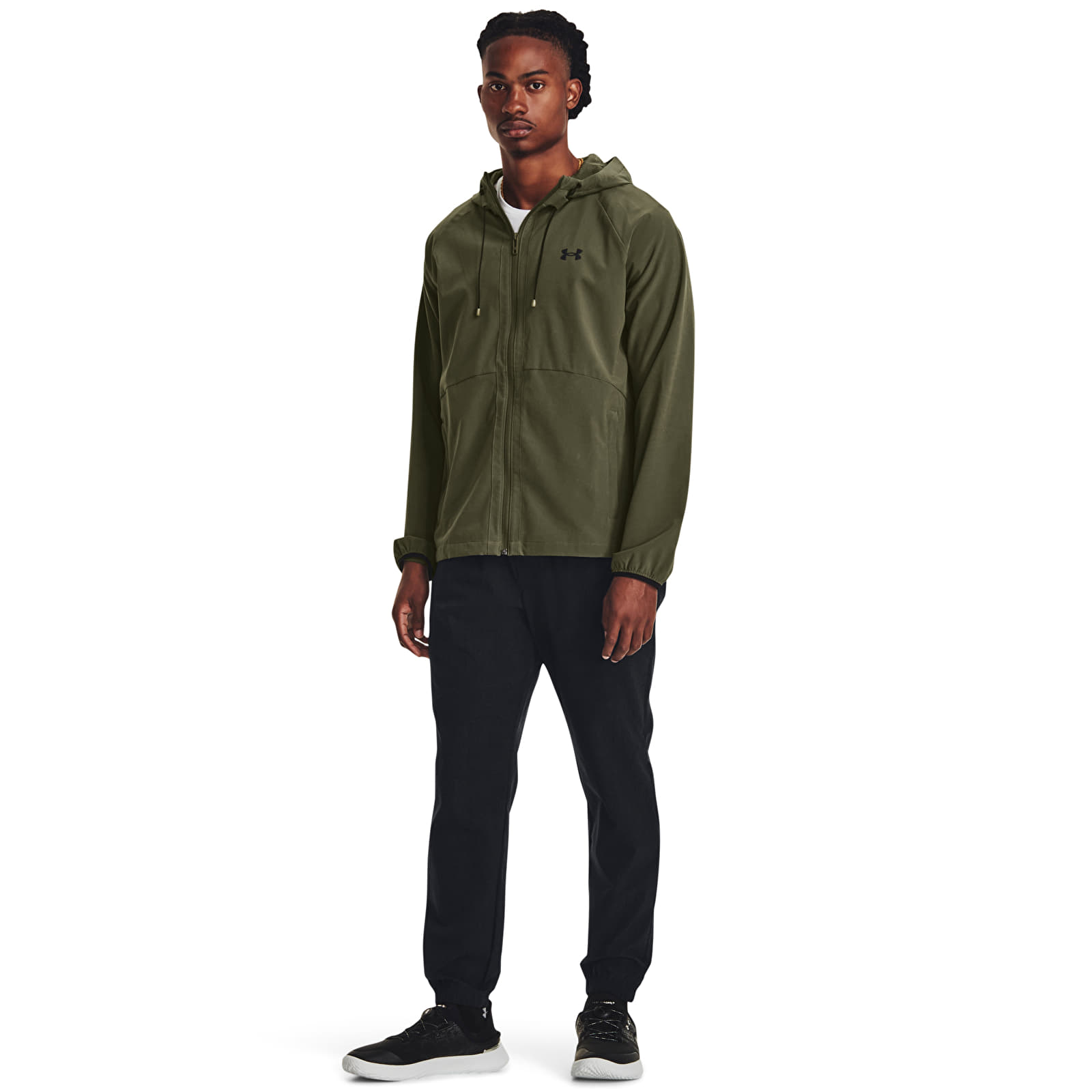 Kalhoty Under Armour Stretch Woven Prtd Jgrs Black