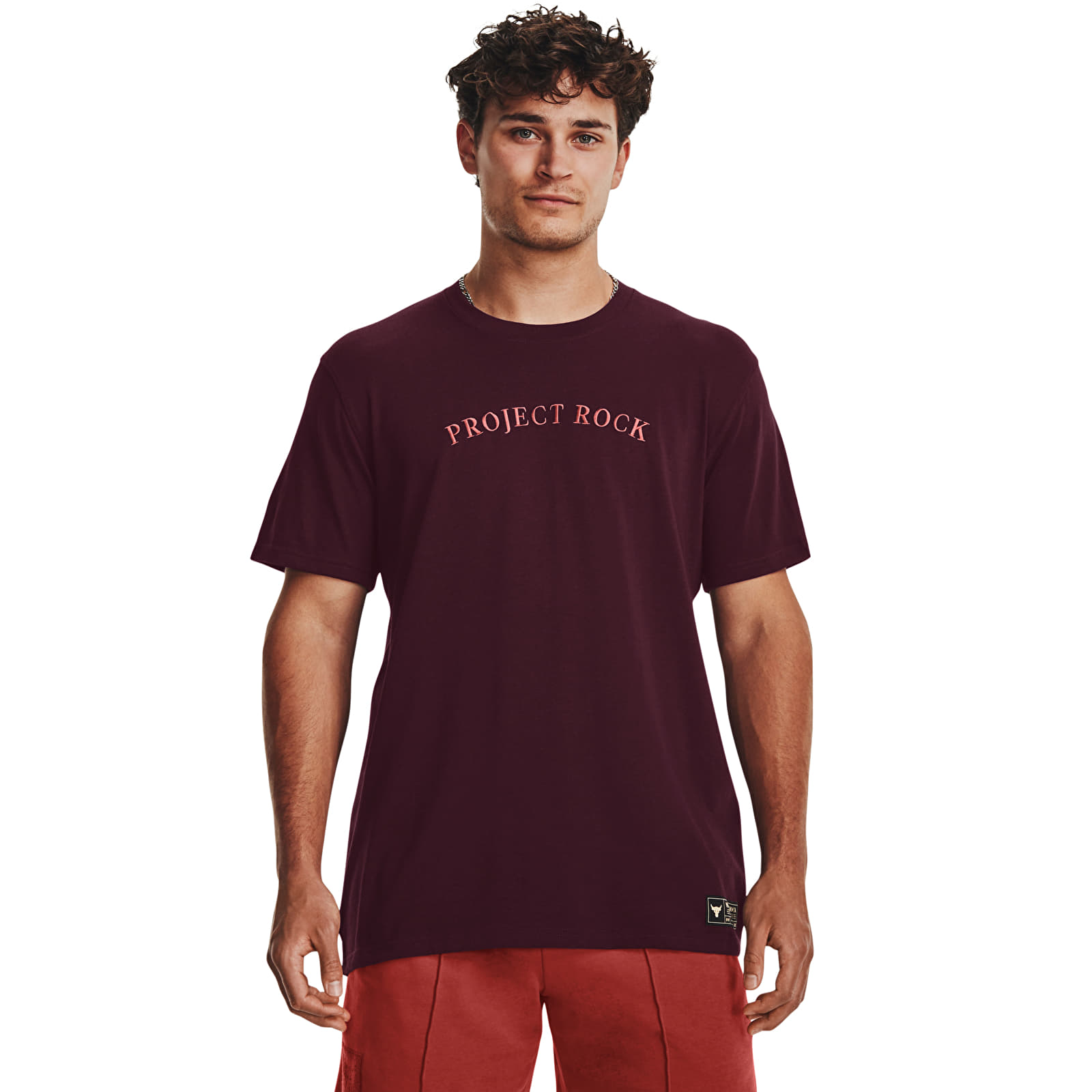 T-shirts Under Armour Project Rock Crest Hw Ss Dark Maroon