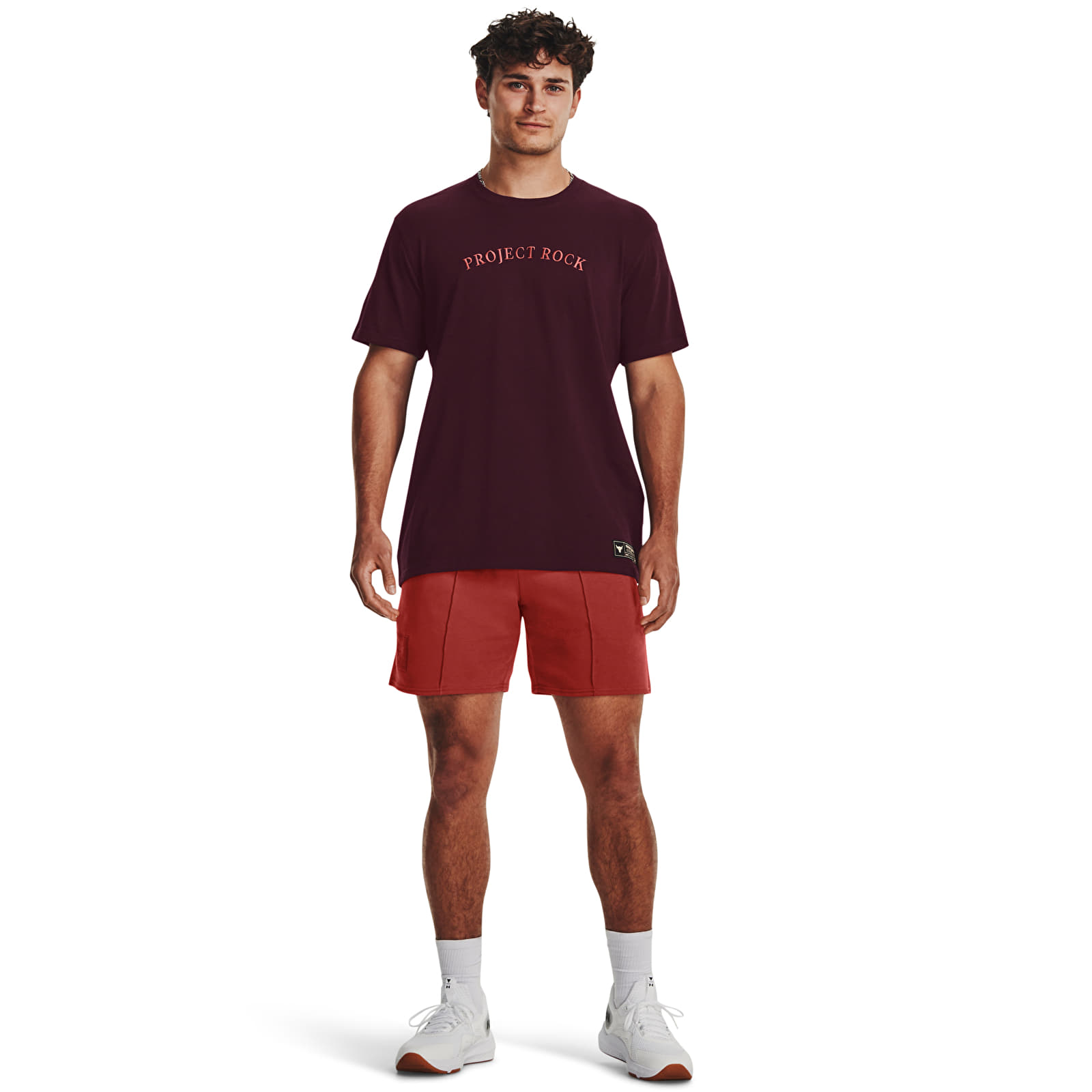 T-shirts Under Armour Project Rock Crest Hw Ss Dark Maroon