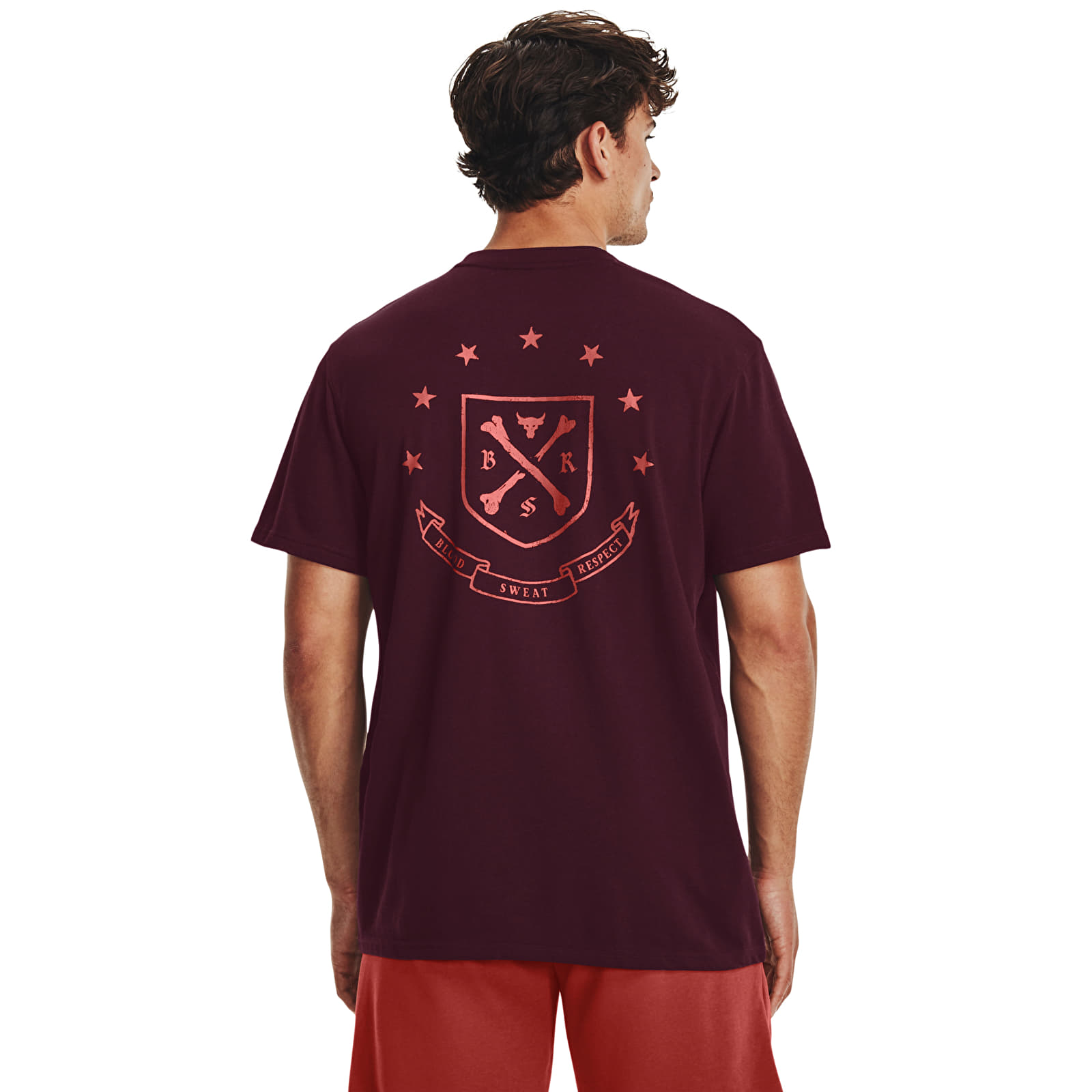 T-shirts Under Armour Project Rock Crest Hw Ss Dark Maroon