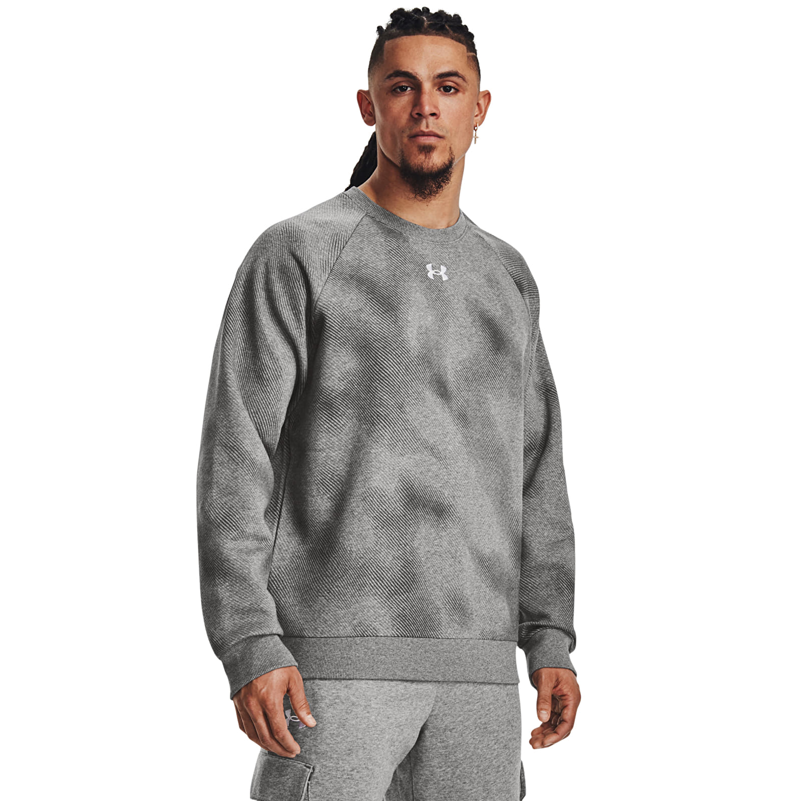 Sudaderas Under Armour Rival Fleece Printed Crew Castlerock Light Heather