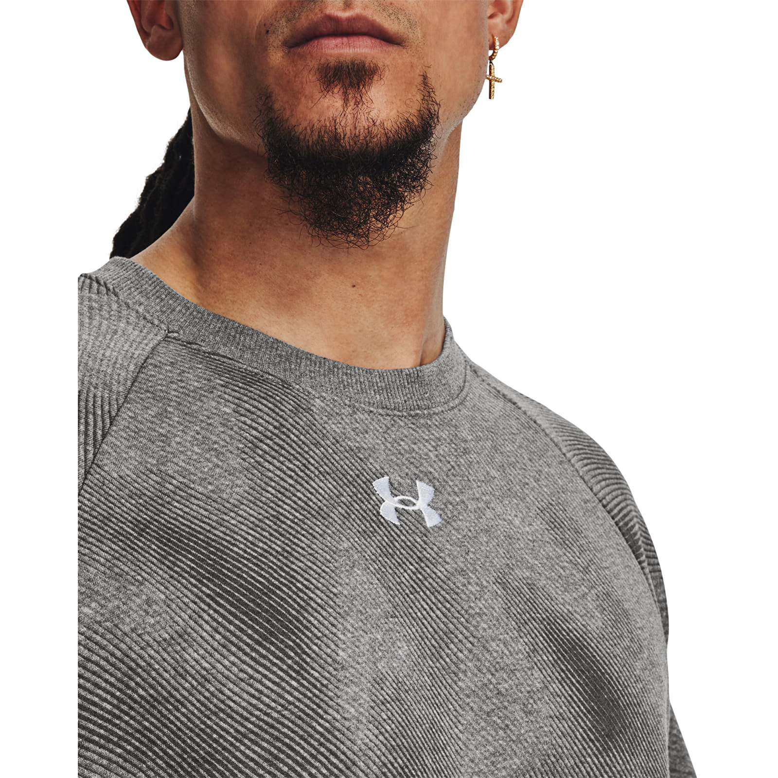 Sudaderas Under Armour Rival Fleece Printed Crew Castlerock Light Heather