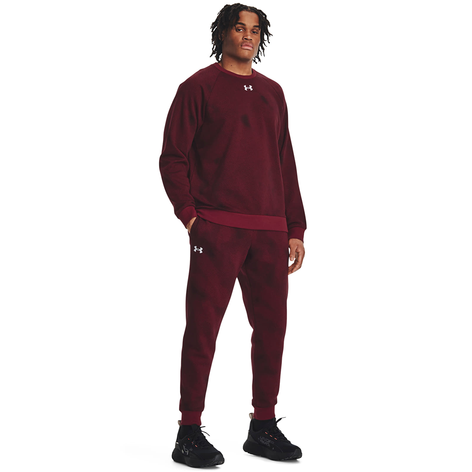 Sudaderas Under Armour Rival Fleece Printed Crew Dark Maroon