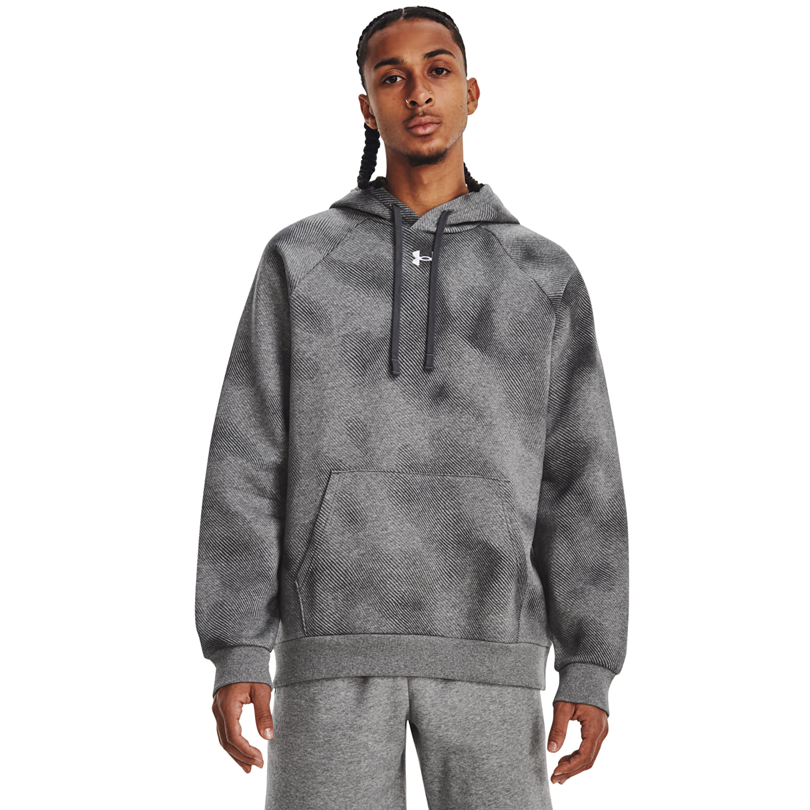 Pulóverek Under Armour Rival Fleece Printed Hd Castlerock Light Heather