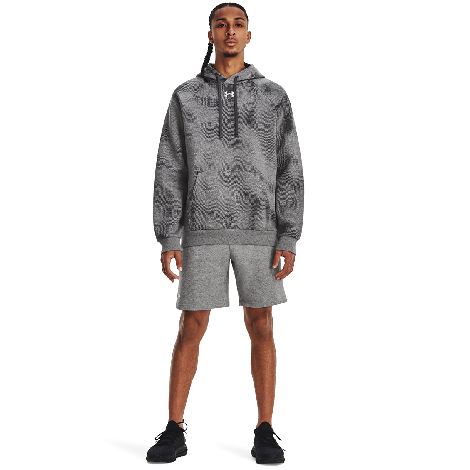 Pulóverek Under Armour Rival Fleece Printed Hd Castlerock Light Heather