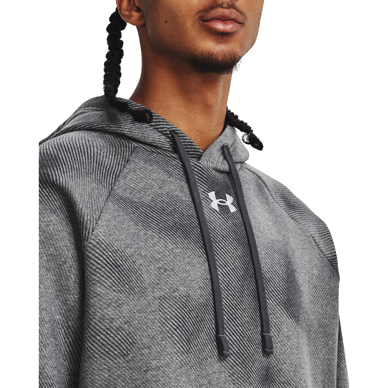Pulóverek Under Armour Rival Fleece Printed Hd Castlerock Light Heather