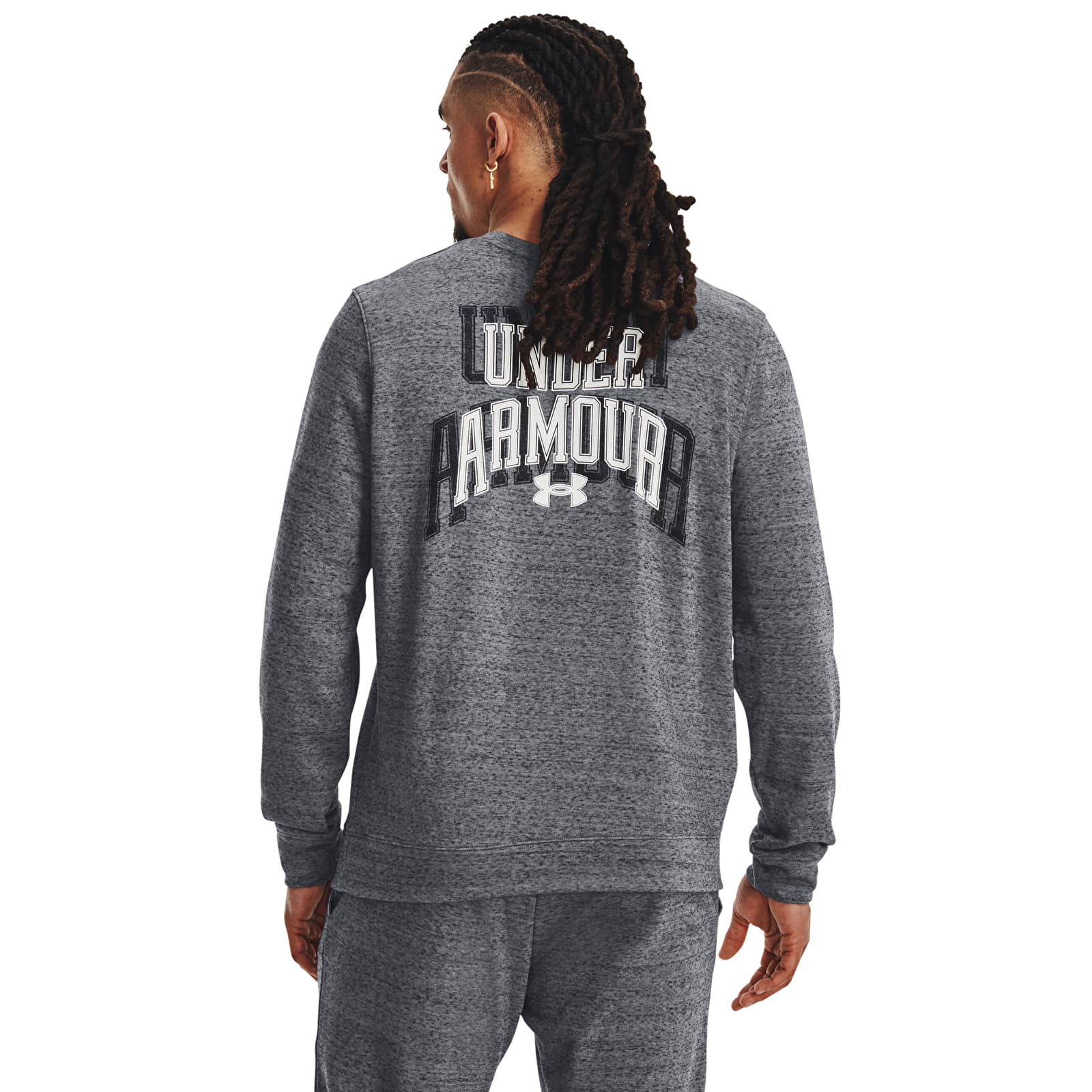 Kapuutsikud ja kampsunid Under Armour Rival Terry Graphic Crew Pitch Gray Full Heather