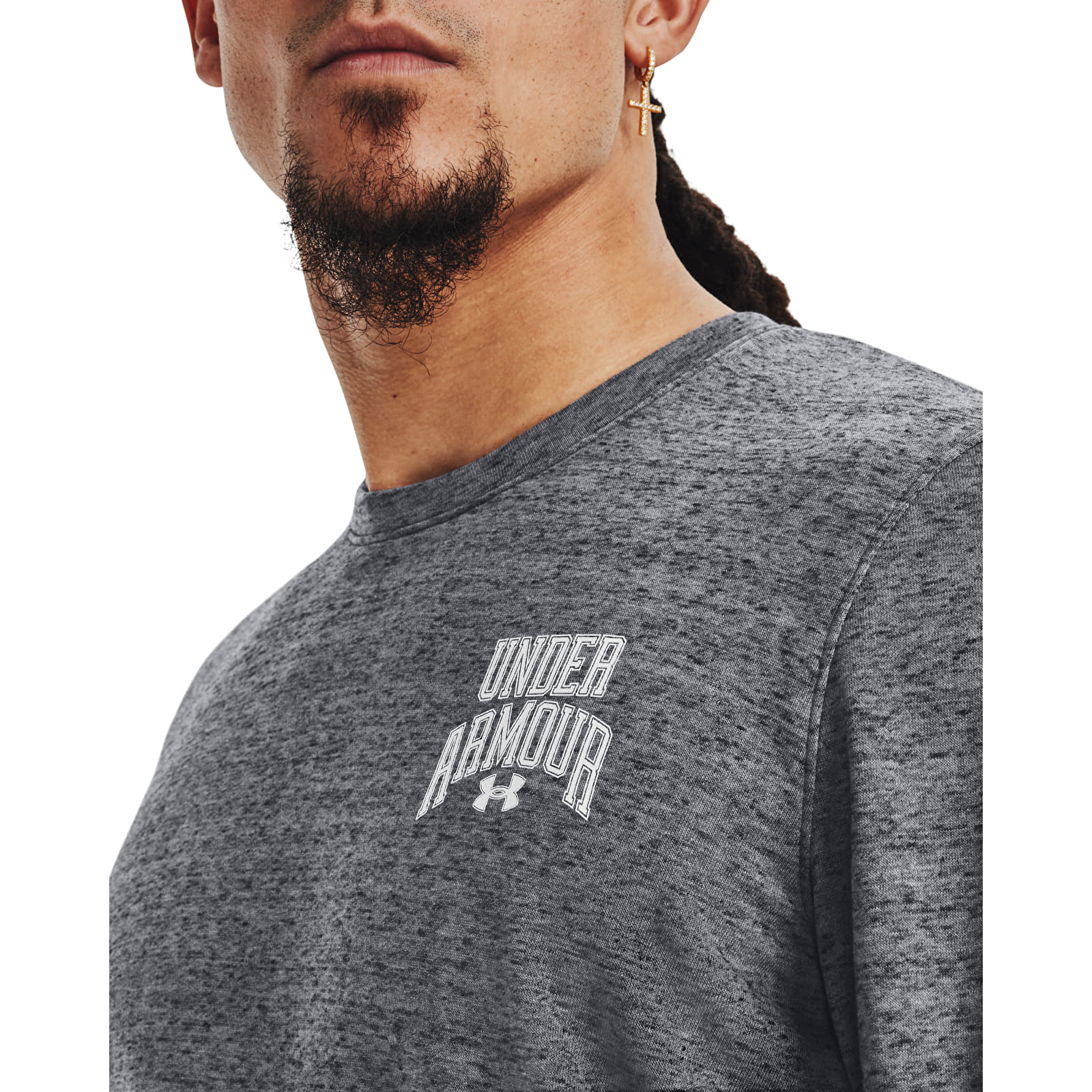 Kapuutsikud ja kampsunid Under Armour Rival Terry Graphic Crew Pitch Gray Full Heather