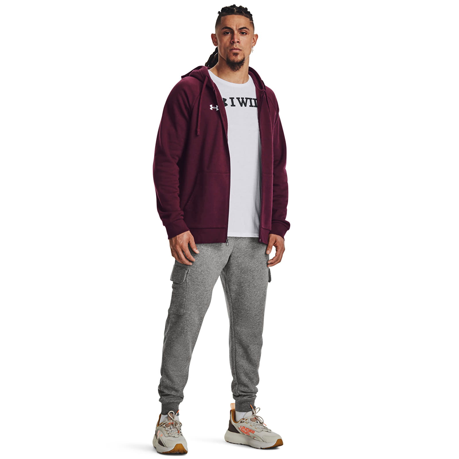 Sudaderas Under Armour Rival Fleece Fz Hoodie Dark Maroon