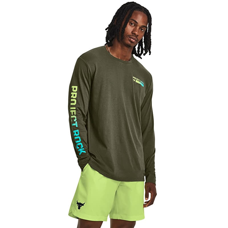 Camiseta Under Armour Project Rock Brahma Ls Marine Od Green