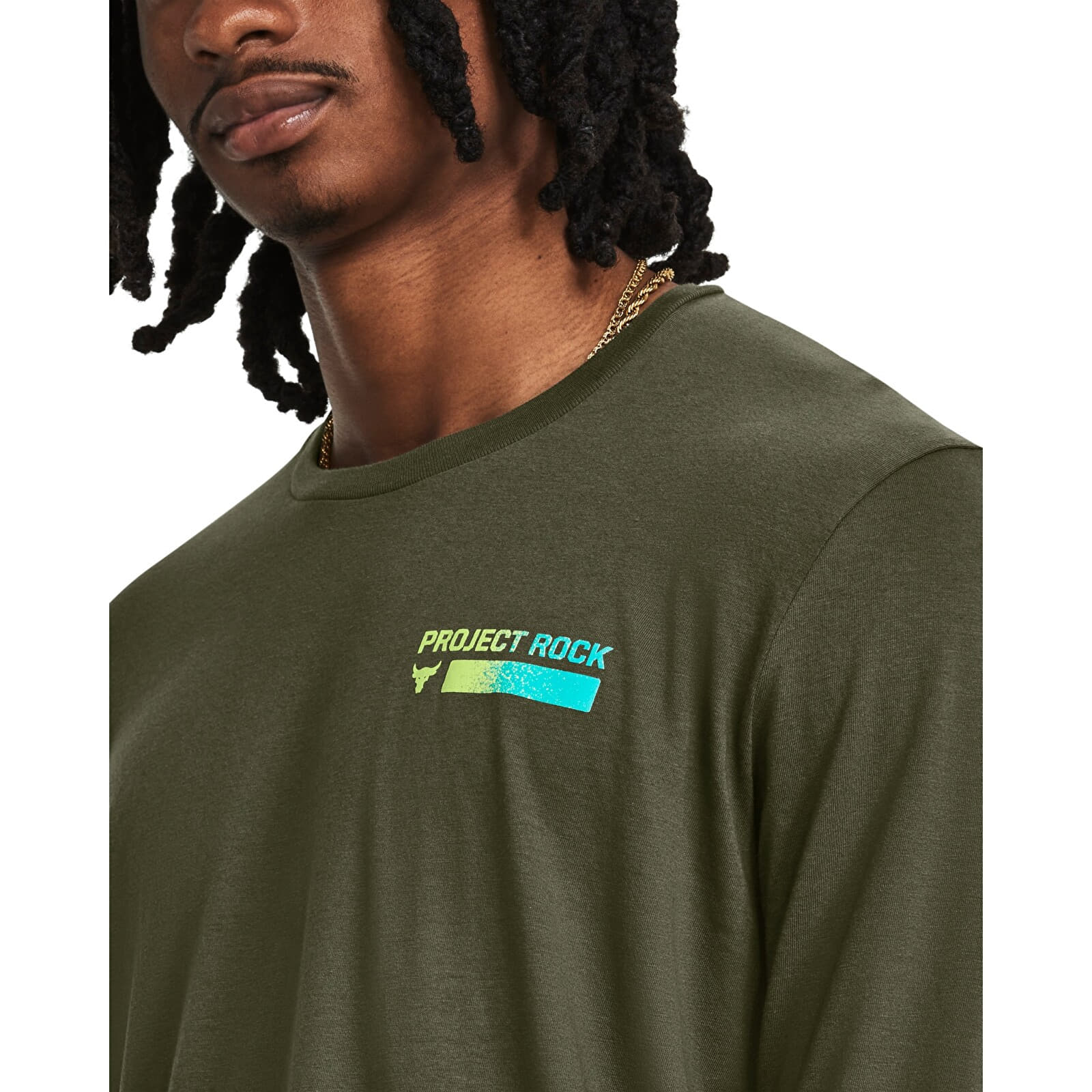 T-krekli Under Armour Project Rock Brahma Ls Marine Od Green