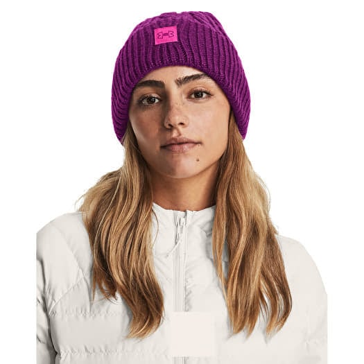 Čepice Under Armour Halftime Cable Knit Beanie Mystic Magenta