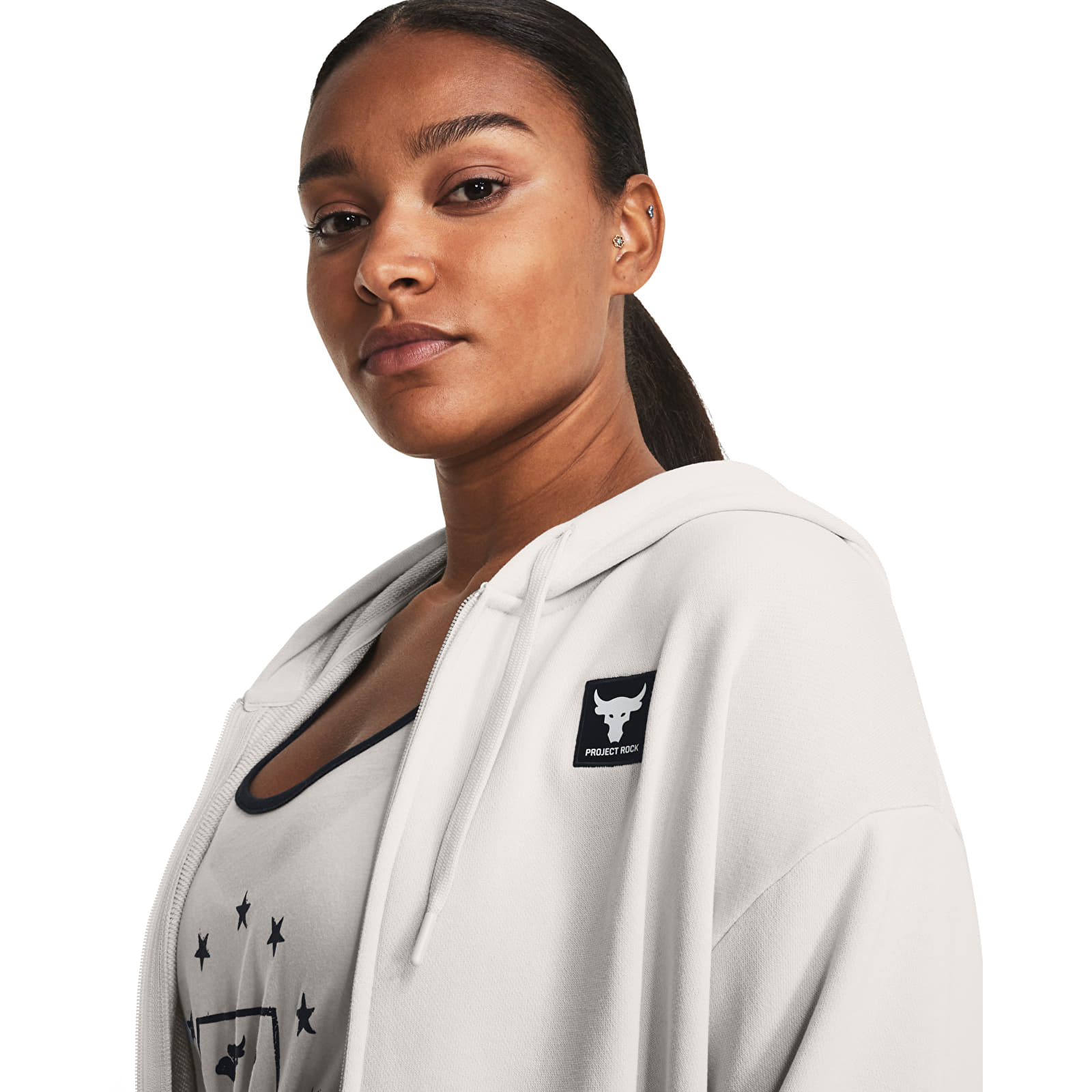 Hoodies and sweatshirts  Under Armour Project Rck Hw Terry Fz Os White Clay