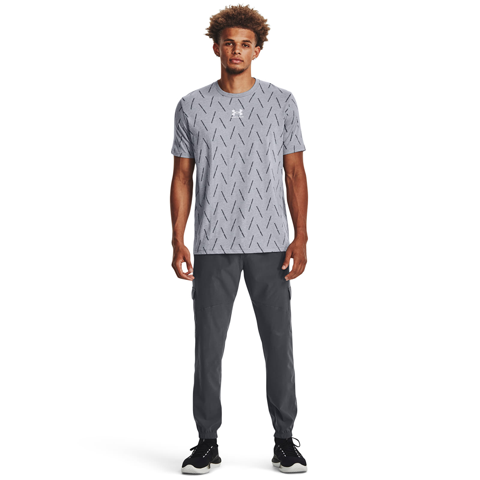 T Shirts Under Armour M Elevated Core Aop New Steel Light Heather Queens