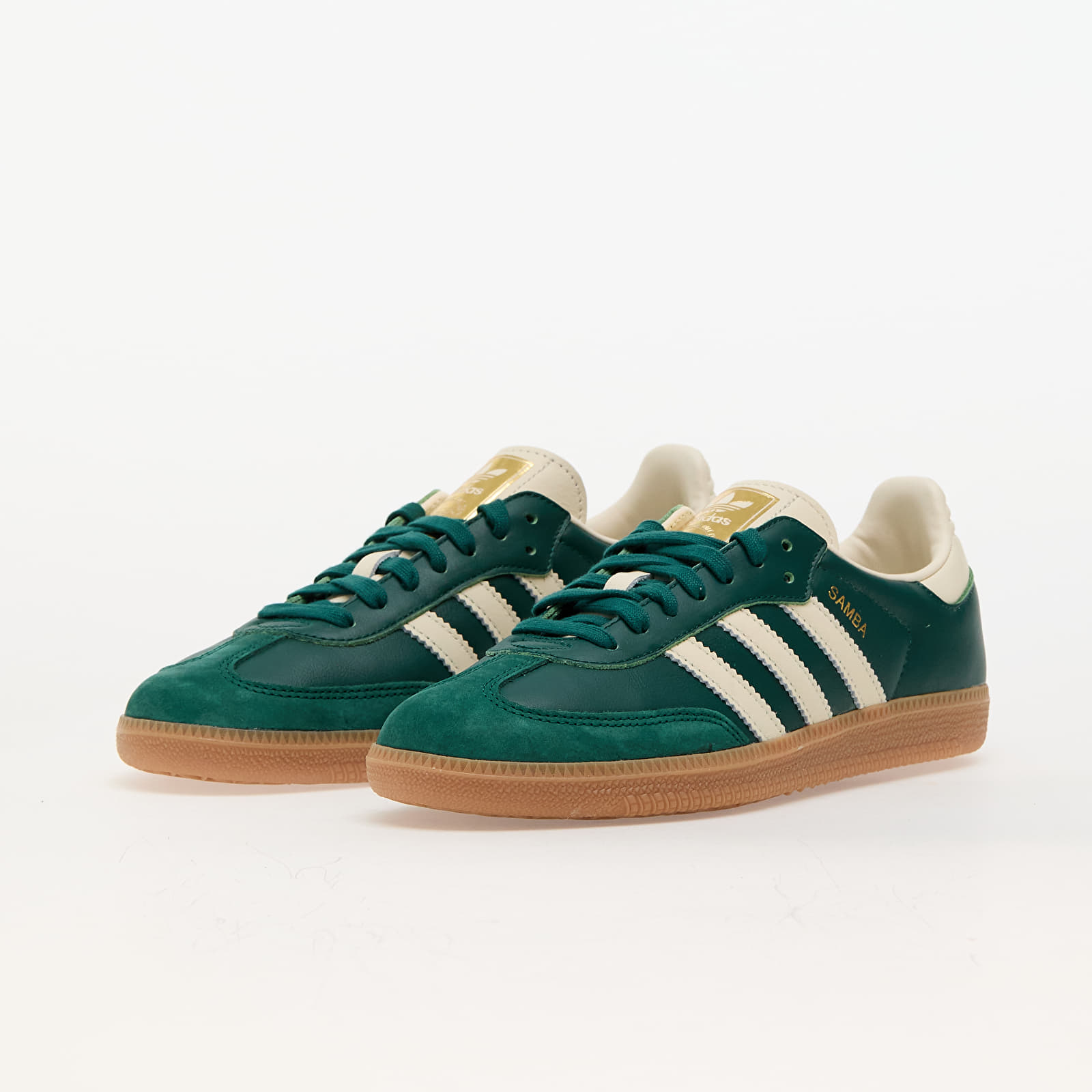 Sneakers und Schuhe fur Frauen adidas Samba Og W Collegiate Green Crew White Gold Metallic Queens