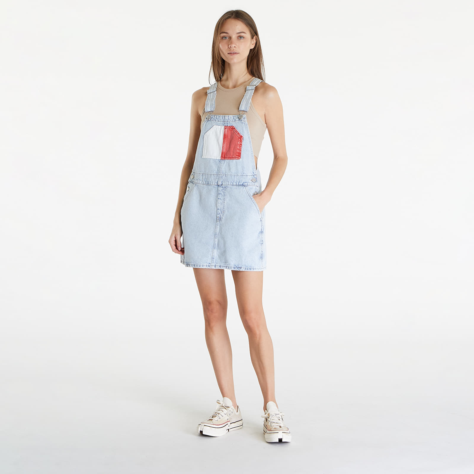 Rochii Tommy Jeans Dungaree Flag Dress Denim Light