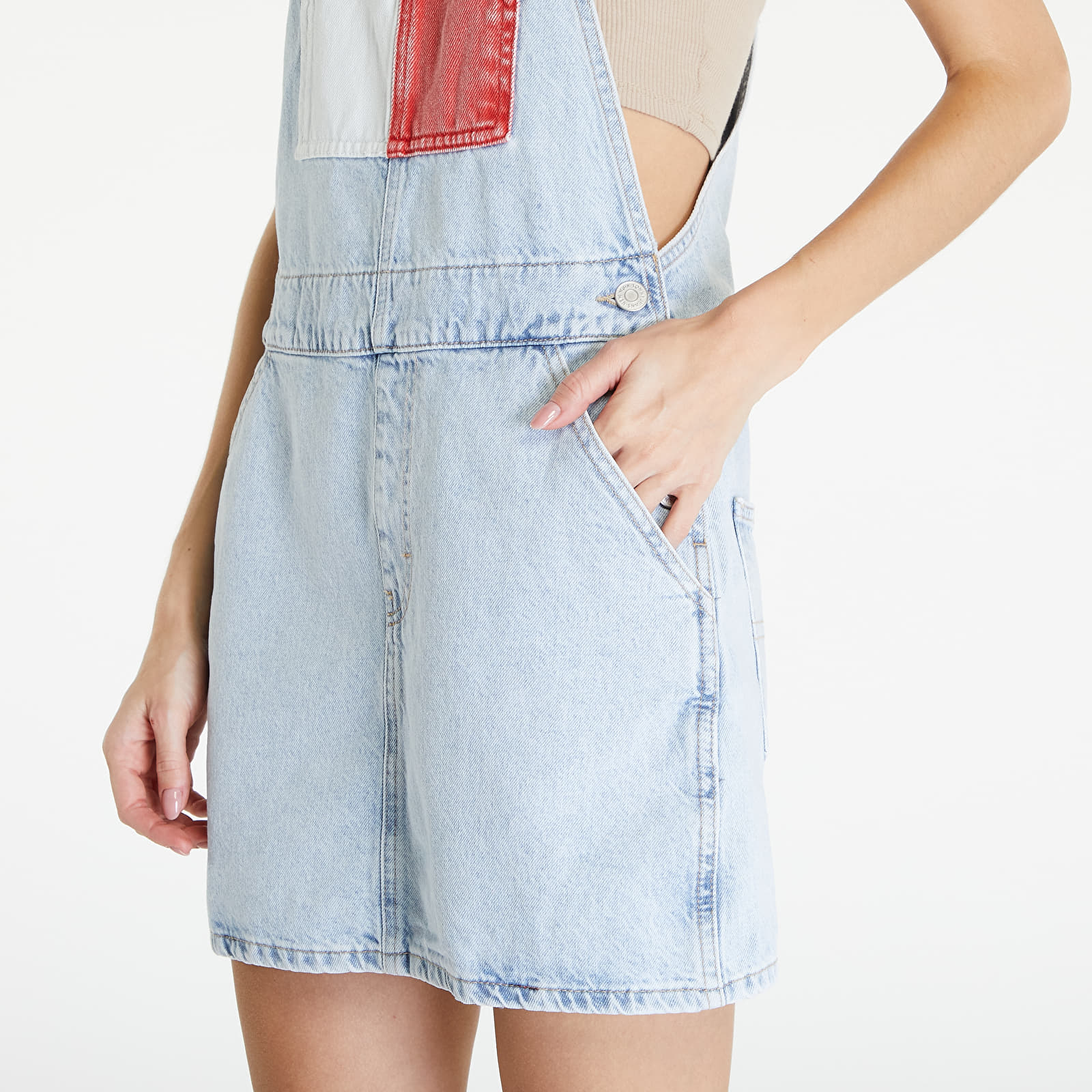 Rochii Tommy Jeans Dungaree Flag Dress Denim Light