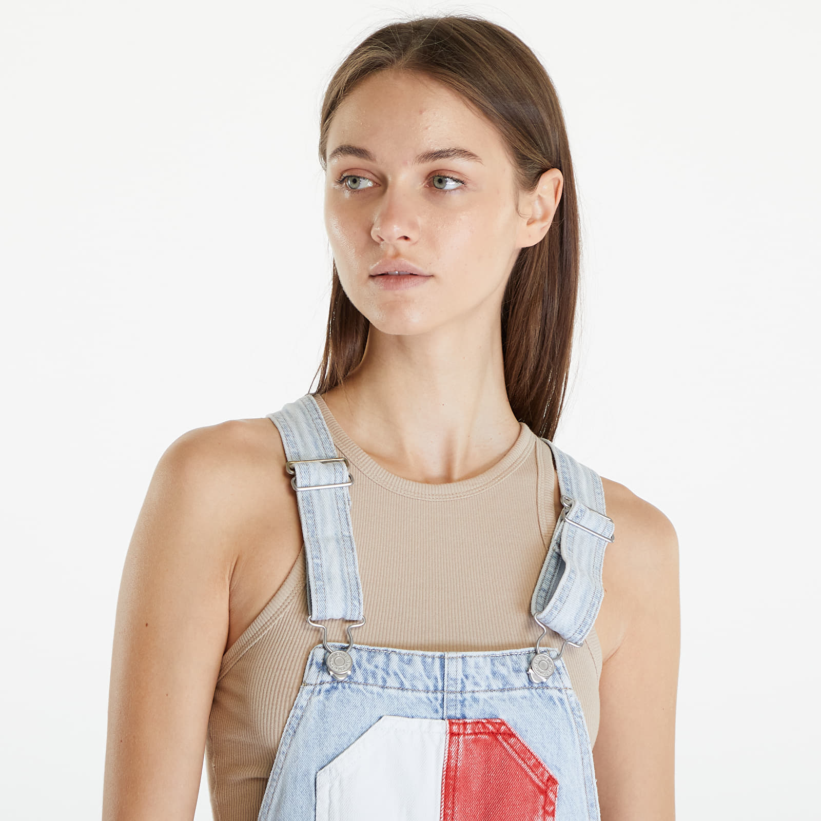 Rochii Tommy Jeans Dungaree Flag Dress Denim Light