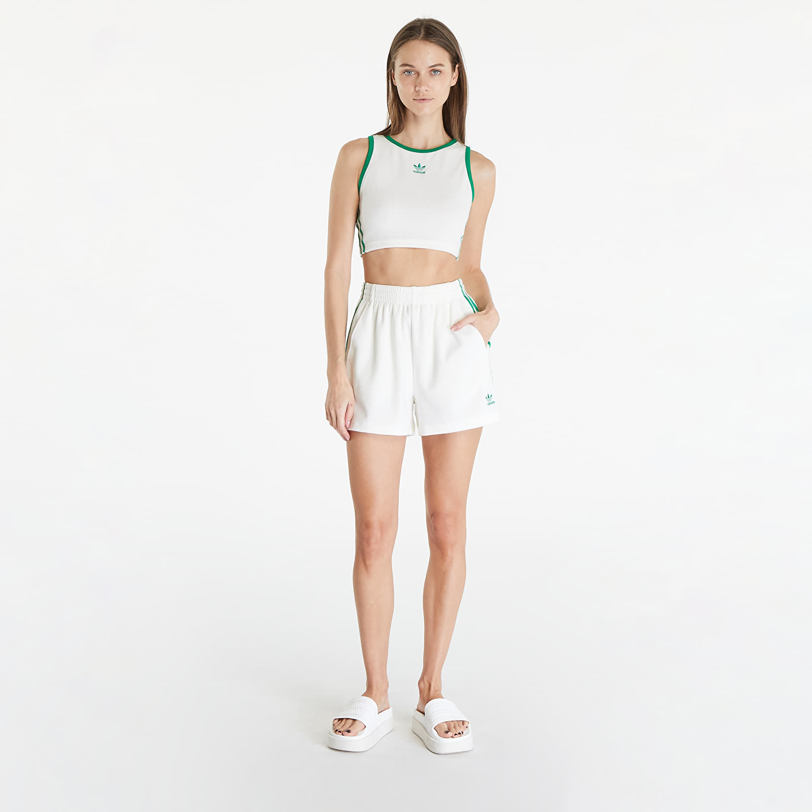 Tílka adidas Terry Crop Tank Off White