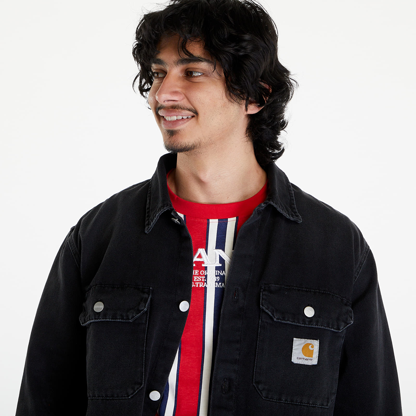 Μπουφάν Carhartt WIP Harvey Shirt Jac UNISEX Black Dark Used Wash