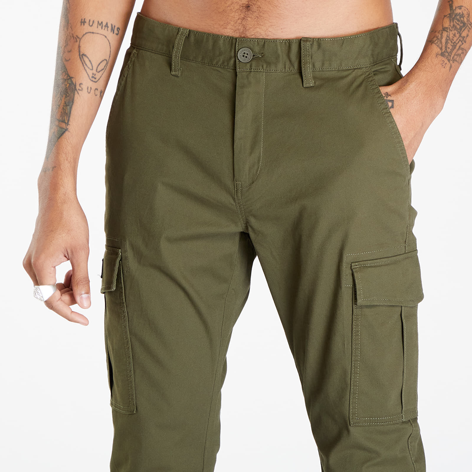 Pantaloni Tommy Jeans Austin Lightweight Cargo Pants Drab Olive Green - 1 | YEO